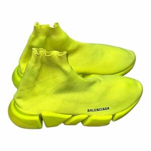 Balenciaga Speed 2.0 LT Sock Yellow Neon Knit Stretch High Top Sneakers Size 11